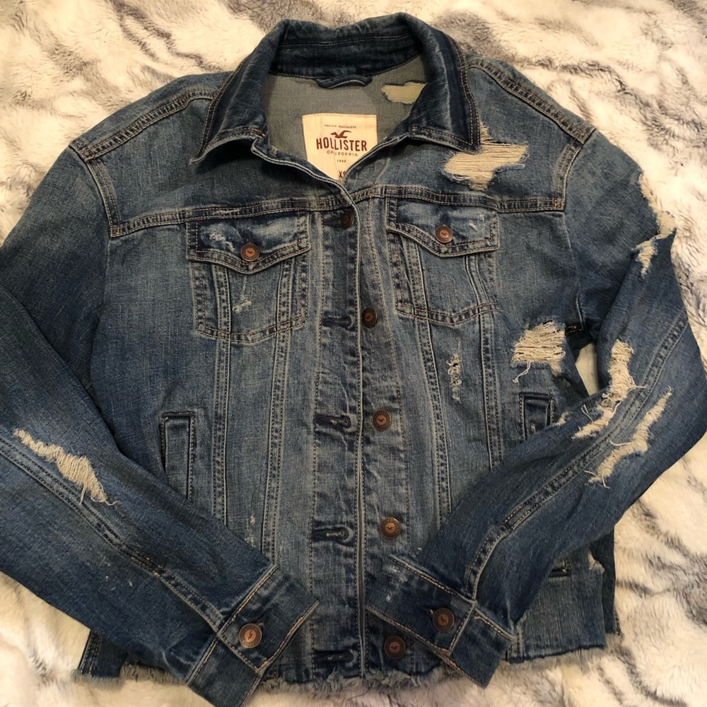Hollister oversized distressed jean jacket